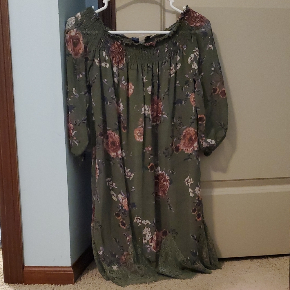Blue Rain Green Strapless Smocked Dress
